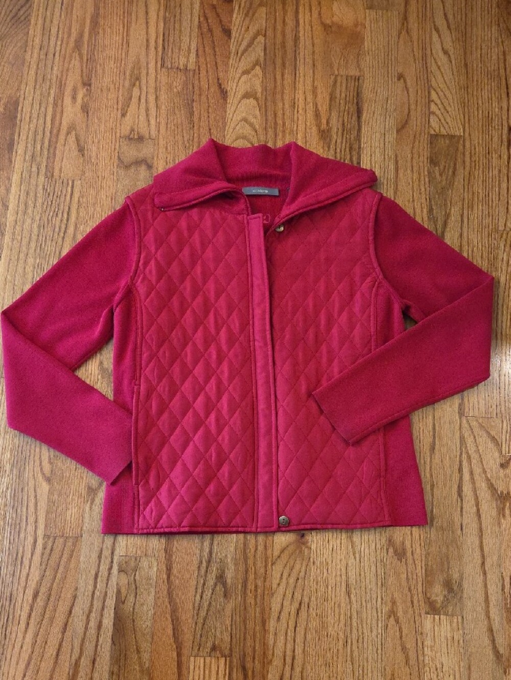Vtg Liz Claiborne Red Quilted & Knit Jacket Size: L